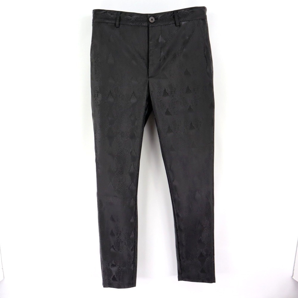 SHEIN Faux Leather Snakeskin Pants Womens Sz M Black Polyester High Rise Pockets
